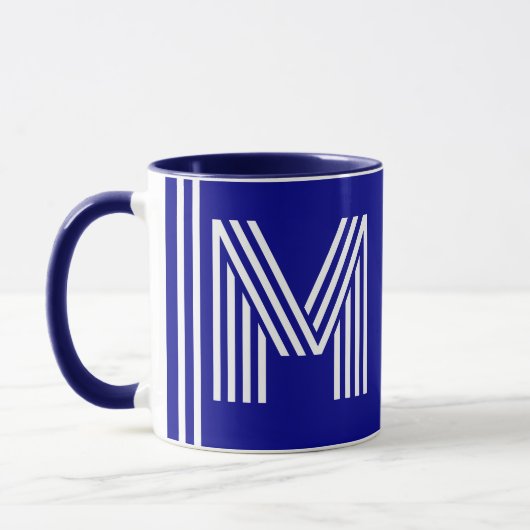 Mug Nom unique et initiale | Meilleur Monogramme bleu (Gauche)
