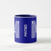 Mug Nom unique et initiale | Meilleur Monogramme bleu (Centre)