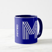Mug Nom unique et initiale | Meilleur Monogramme bleu (Devant droit)