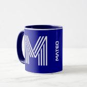 Mug Nom unique et initiale | Meilleur Monogramme bleu (Devant gauche)