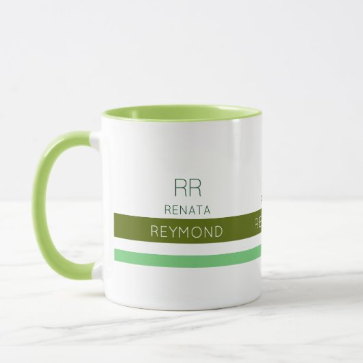 Mug nom vert élégant avec rayures (Gauche)