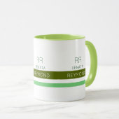 Mug nom vert élégant avec rayures (Devant droit)