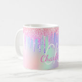 Mug Nom vert menthe rose holographique (Devant gauche)