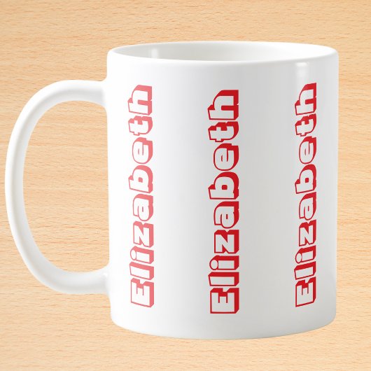Mug Nom vertical rouge moderne Personnalisé