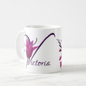 Mug Nom Victoria personnalisé pourpre tulip floral (Devant gauche)