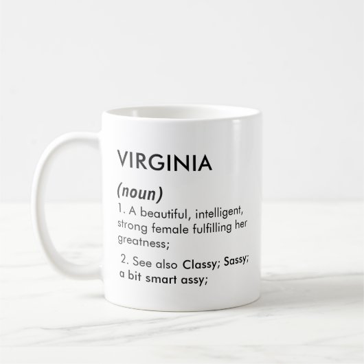 Mug nom Virginie, nom modifiable, nom personnalisé (Gauche)