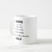Mug Nom vraiment aime les amours Sujet Golf (Devant gauche)