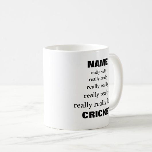 Mug Nom vraiment aime vraiment le sujet Cricket (Devant droit)