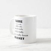 Mug Nom vraiment aime vraiment le sujet Cricket (Devant gauche)