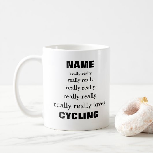 Mug Nom vraiment aime vraiment le sujet Cycling (Avec donut)