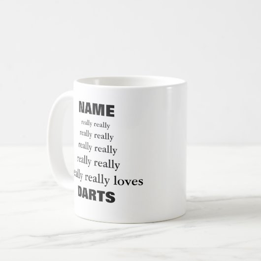 Mug Nom vraiment aime vraiment Objet Darts (Devant gauche)