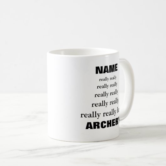 Mug Nom vraiment aime vraiment Objet Tir à l'arc (Devant droit)