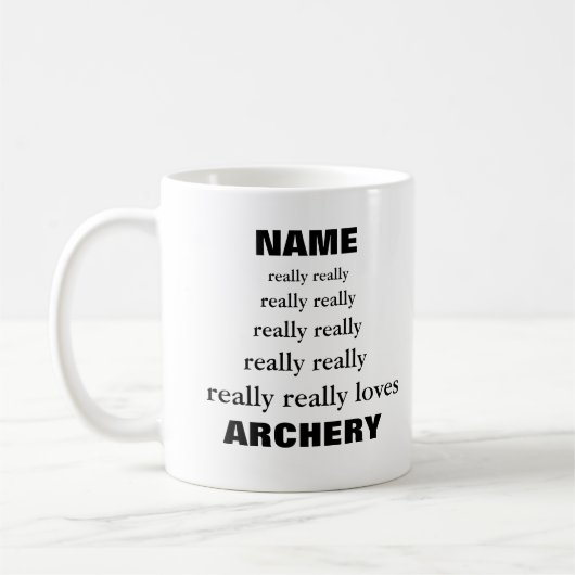 Mug Nom vraiment aime vraiment Objet Tir à l'arc (Gauche)