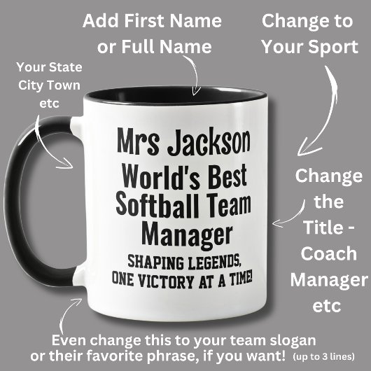 Mug Nom, Worlds Best Softball Team Manager - Légendes
