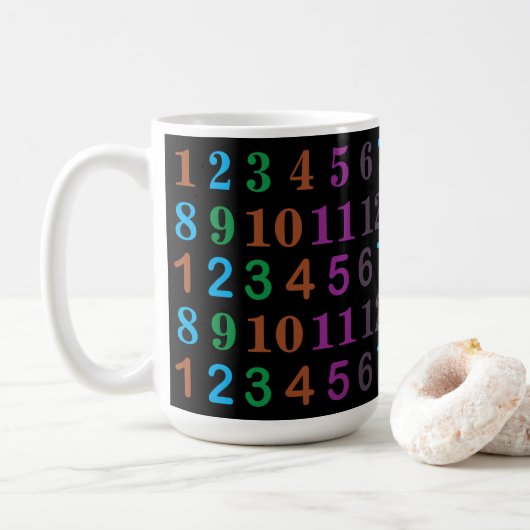 Mug Nombres de mathématiques colorés (Avec donut)