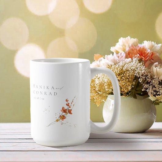 Mug Noms d'aquarelle Mariage fleur sauvage Gold ID954