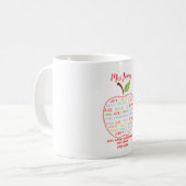 Mug noms de classe professeur merci apple mot art (Devant gauche)