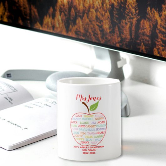 Mug noms de classe professeur merci apple mot art