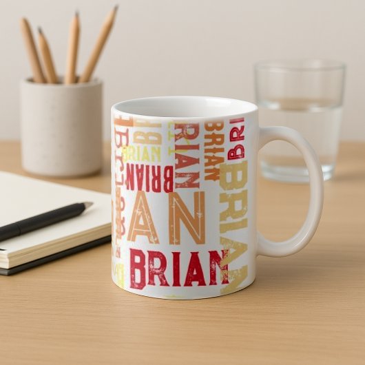 Mug Noms de couleurs personnalisés répétés partout