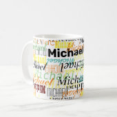 Mug Noms de couleurs superposés estampillés partout (Devant gauche)