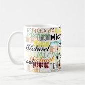 Mug Noms de couleurs superposés estampillés partout (Gauche)