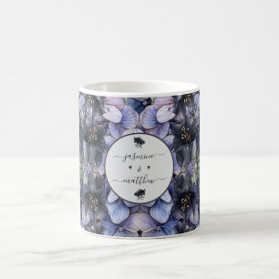 Mug Noms de couple classiques floraux noirs lunatiques