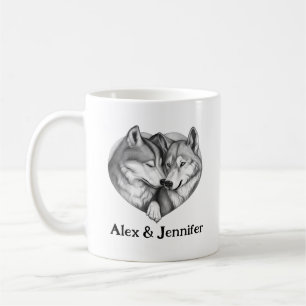 Mug Noms de couple de loups personnalisés