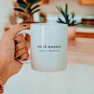 Mug Noms de couple minimal chiffres romains date de ma