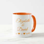 Mug Noms de couples aspect bois sculpté rustique (Devant droit)