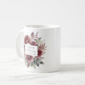 Mug Noms de Mariages d'aquarelle florale de Bourgogne  (Devant gauche)
