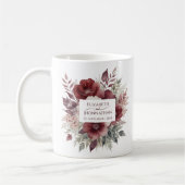 Mug Noms de Mariages d'aquarelle florale de Bourgogne  (Gauche)