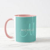 Mug Noms de Modèles Turquoises Lumière Personnalisée M (Gauche)