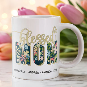 Mug Noms d'enfants de maman bénie personnalisés