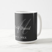 Mug Noms des mariées Mariages de Monogramme gris clair (Devant droit)