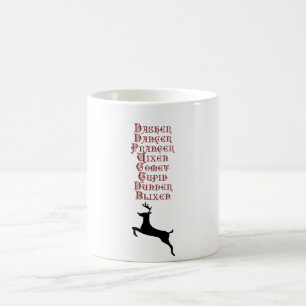 Mug Noms des rennes Rudolph, Comet, Blixen Reindeer