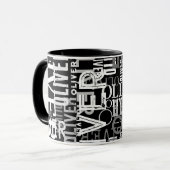 Mug Noms en détresse répliqués sur le Noir moderne (Devant gauche)