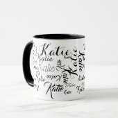 Mug noms manuscrits en noir blanc (Devant gauche)