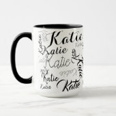 Mug Noms manuscrits noirs modernes (Gauche)