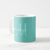 Mug Noms Monogramme initial Lumière Modèle Turquoise P (Devant gauche)