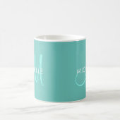 Mug Noms Monogramme initial Lumière Modèle Turquoise P (Centre)