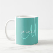 Mug Noms Monogramme initial Lumière Modèle Turquoise P (Gauche)
