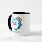 Mug Noms personnalisés des couples de dauphins (Devant gauche)