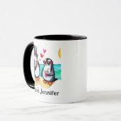Mug Noms personnalisés des couples de pingouins (Devant gauche)