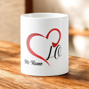 Mug Noms personnalisés Monogramme Cœur d'amour 2