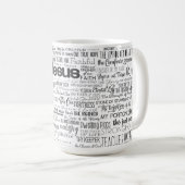 Mug Noms religieux chrétiens de Dieu Texte noir blanc (Devant droit)