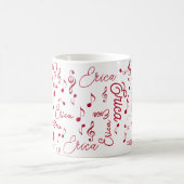 Mug Noms rouges et notes musicales assorties (Centre)