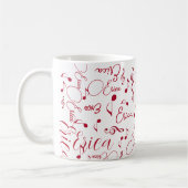Mug Noms rouges et notes musicales assorties (Gauche)