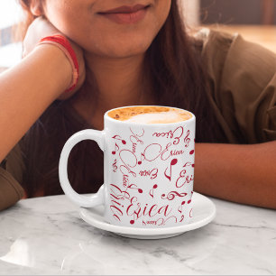 Mug Noms rouges et notes musicales assorties