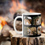 Mug Noms simples minimalistes des couples photo de bor<br><div class="desc">Idéal pour la Saint-Valentin,  mariage,  fiançailles ou simplement pour célébrer l'amour de tous les jours avec votre grand ami,  ce design comprend quatre photos arrondies par côté (deux petits carrés et deux rectangles) et les noms du couple au centre des quatre photos répétées des deux côtés.</div>
