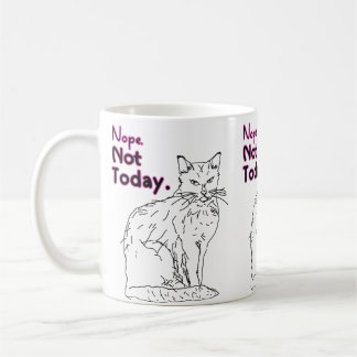 Mug Non pas aujourd'hui Dessin Illustration de chat